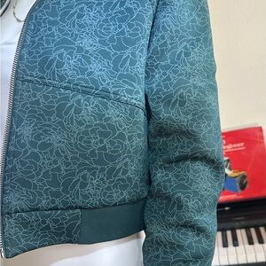 Balance Athletica Dark Green Floral Bomber Jacket